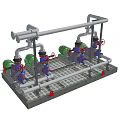 Heavy Duty Industrial Equipment Piping System With Multiple Valves And Metal Pipes On Platform Base