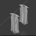 Two White Clothes Hanging On Clothesline Against Deep Blue Sky Background 3d model