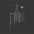 Handmade Bamboo Car Model With Scaffolding And Tower Crane Structure