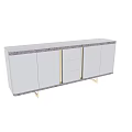 Modern TV Stand With Marble Top Gold Metal Legs And Storage Cabinets