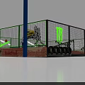 Mini Fenced Basketball Court With Black Surface Green Area And Monster Energy Logo