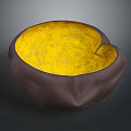 Household Decorative Bowl With Dark Brown Exterior And Yellow Textured Interior
