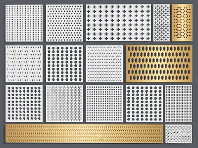 Perforated Wall Panels with Various Hole Patterns and Multiple Color Options 3d model
