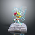 Detailed Colorful Winged Figure Statue Featuring Pegasus Magic Inscription on Base