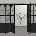 Modern Interior Folding Doors With Black Frame And Glass Panels 3d model