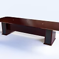 Dark Wood Rectangular Conference Table With Sturdy Legs For Office Meeting 3d model