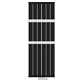 Modern Room Divider Cabinet With Slatted Doors And Metal Accents For Home Interior