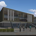 Modern Elevated Station Architecture With Glass Windows Green Roof And Surrounding Trees