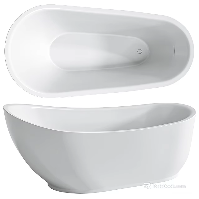 Modern White Freestanding Bathtub With Elegant Shape For Bathroom Interior Design 3d model 