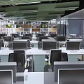 Modern Public Office Area With Workstations Computers Green Plants And Open Layout 3d model