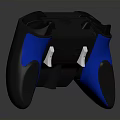 Black Game Controller with Blue Thumbsticks and Multi Colored Action Buttons Design