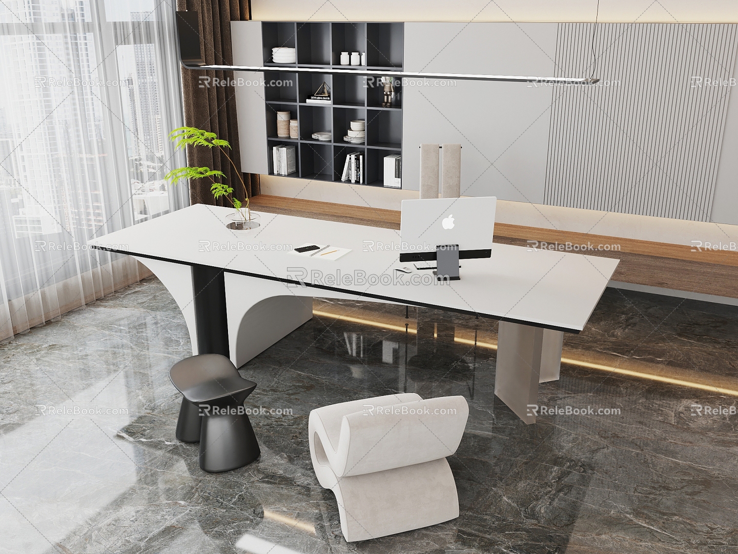 Study desk and chair 3d model