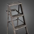Vintage Wooden Ladder With Worn Paint And Sturdy Steps For Decor
