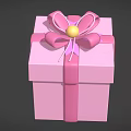 Pink Gift Box Decorated With Pink Bow And Yellow Bead On Top