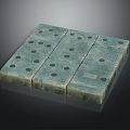 Green Square Multi-piece Stone Block With Holes And Geometric Textured Surface 3d model