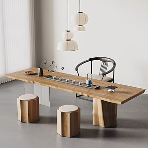 Song Style Tea Table Chair Silent Wind Tea Table Chair Tea Table Tea Table Solid Wood Chandelier Song Style New Chinese Style 3d model