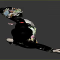 Traditional Geisha Character In Kimono With Crane Patterns Holding Decorative Object