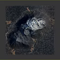 Aerial View of Snow Capped Volcanic Landscape With Surrounding Mountainous Terrain
