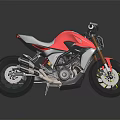 Sporty Red and Black Motorcycle with Sleek Design Black Seat and Alloy Wheels