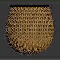 Orange Woven Basket With Black Rim On Dark Background For Home Decor