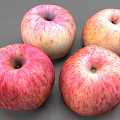 Fresh Red And Yellow Striped Apples Four Ripe Juicy Fruits On