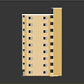 Modern Multi Storey Residential Building With Yellow Exterior White Window Frames And Multiple Balconies