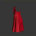 Red Women's Dress With Spaghetti Straps Lace Details Bow Front And Flared Skirt