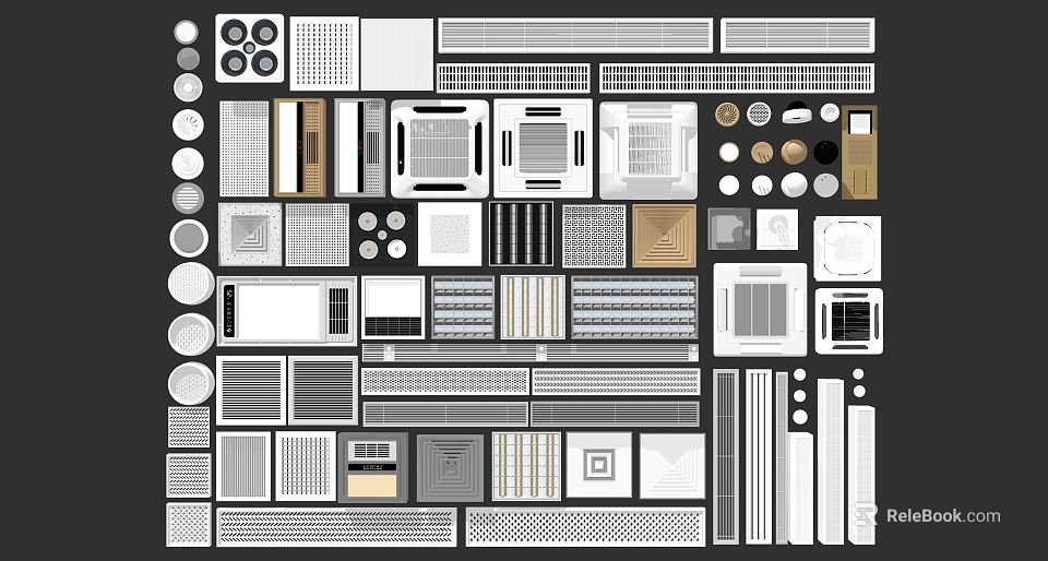 Various Air Conditioner Vent Designs For Home Interior Decoration And Ventilation 3d model 