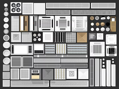 Various Air Conditioner Vent Designs For Home Interior Decoration And Ventilation 3d model