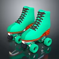 Green High Top Roller Skates With Black Laces And Green Wheels For Daily Use