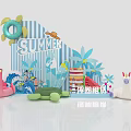 Summer Themed Photo Spot With Turtle Flamingo Floaties Watermelon And Palm Trees