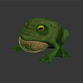 Cartoon Frog Character 3D Model with Green Body Yellow Eyes and Open Mouth