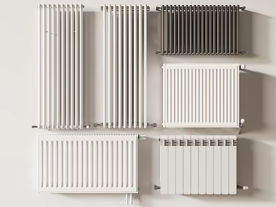 Different Types of Modern Home Radiators with White and Black Design Styles 3d model