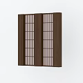 Elegant Classic Wooden Sliding Doors With Grid Pattern For Home Interior 3d model
