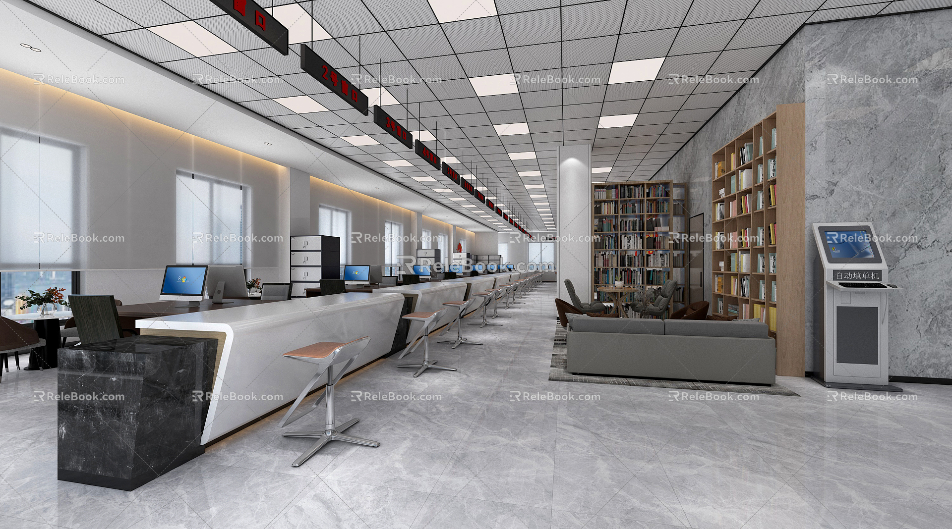 Modern Hall Government Service Center Hall 3d model