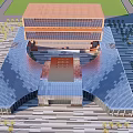 Modern Library Building With Unique Roof Design Glass Facade And Entrance Steps