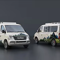 White Camper Van With Mountain Landscape Paint And Adventure Travel Design