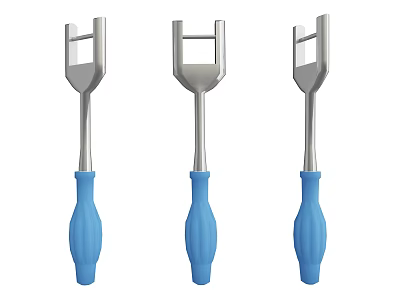Three Silver Metal Hardware Tools Featuring Blue Ergonomic Handles For DIY Projects 3d model