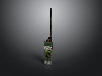 Green Walkie Talkie With Long Antenna And Control Buttons On Dark Background 3d model