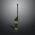 Green Walkie Talkie With Long Antenna And Control Buttons On Dark Background