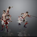 Man In Traditional Outfit With Sword Performing Dynamic Martial Arts Poses