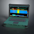Rugged Green Industrial Laptop Showing Colorful Technical Data Charts On Screen