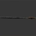 Traditional Curved Metal Polearm Weapon With Wooden Handle And Sharp Spearhead