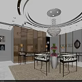 Luxury Jewelry Store Interior With Glass Display Cases And Chandelier Decor
