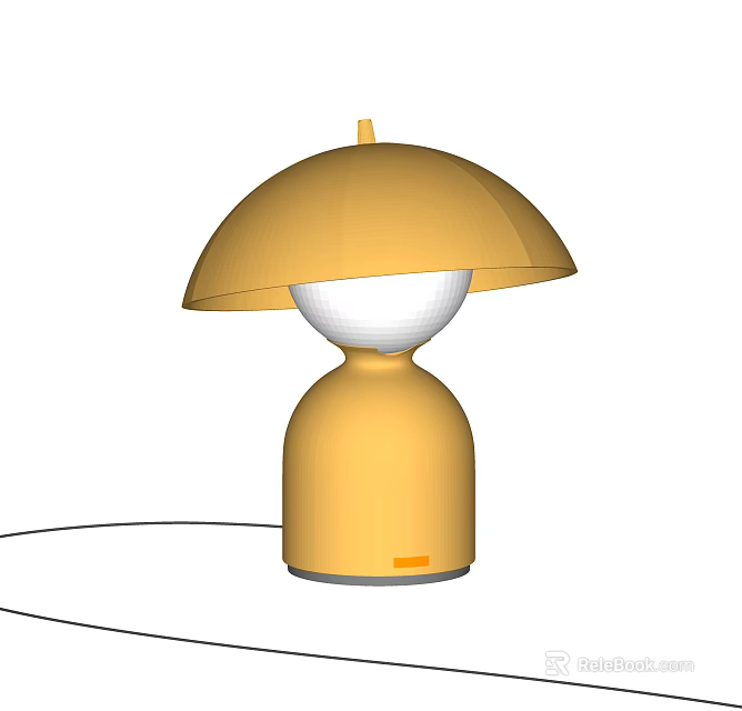 Stylish Yellow Table Lamp Featuring Umbrella Shaped Shade And White Spherical Center 3d model 