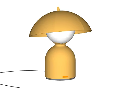 Stylish Yellow Table Lamp Featuring Umbrella Shaped Shade And White Spherical Center 3d model