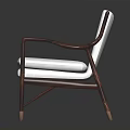 Modern Minimalist White Armchair With Wooden Armrests And Sturdy Wooden Legs
