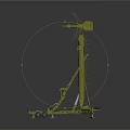 Yellow Tripod Mounted Mechanical Equipment With Adjustable Platform And Sturdy Base 3d model
