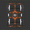 Modern Vehicle Chassis Structure With Orange Black Frame And Mechanical Wheels 3d model