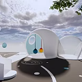Fun Outdoor Children's Play Area With Play Structures Green Trees And Circular Design